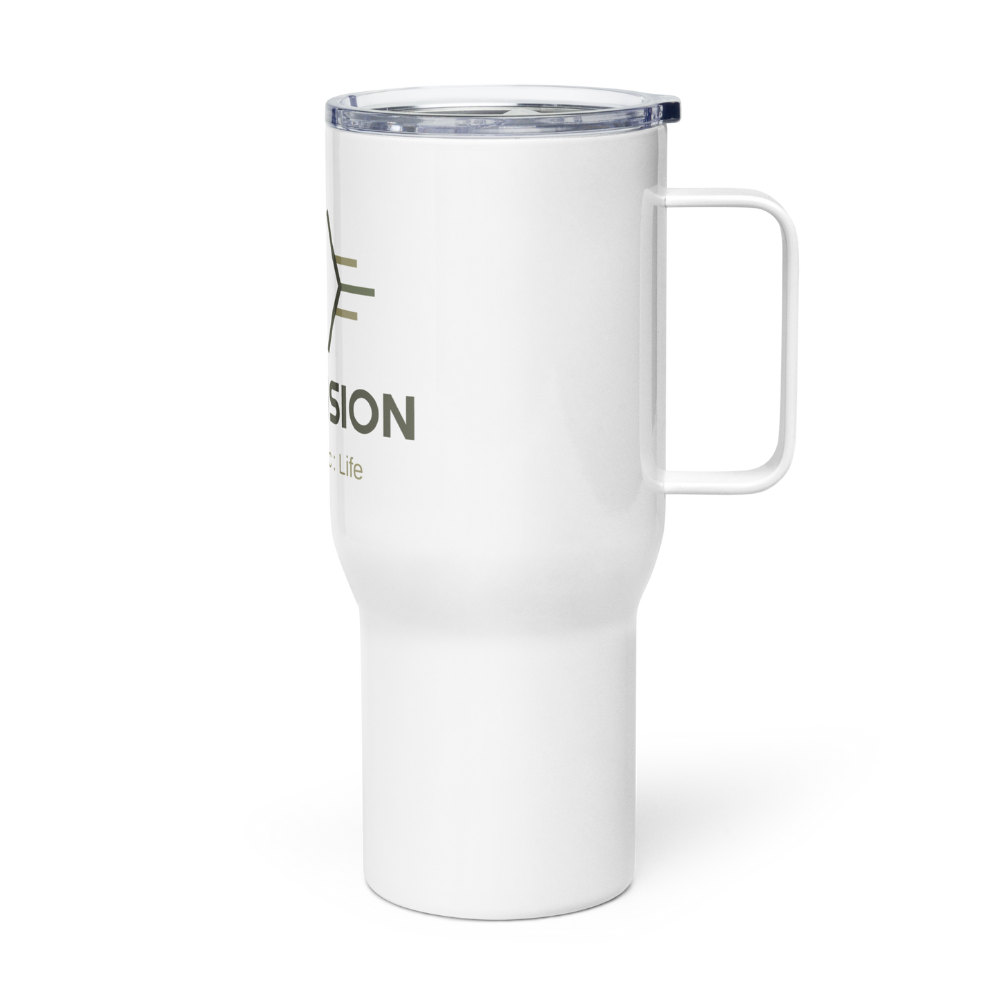 Travel mug with a handle